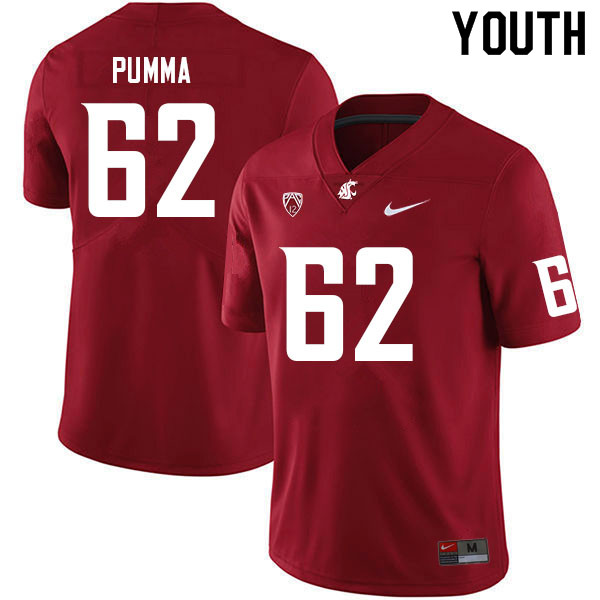 Youth #62 Ty Pumma Washington State Cougars College Football Jerseys Sale-Crimson - Click Image to Close